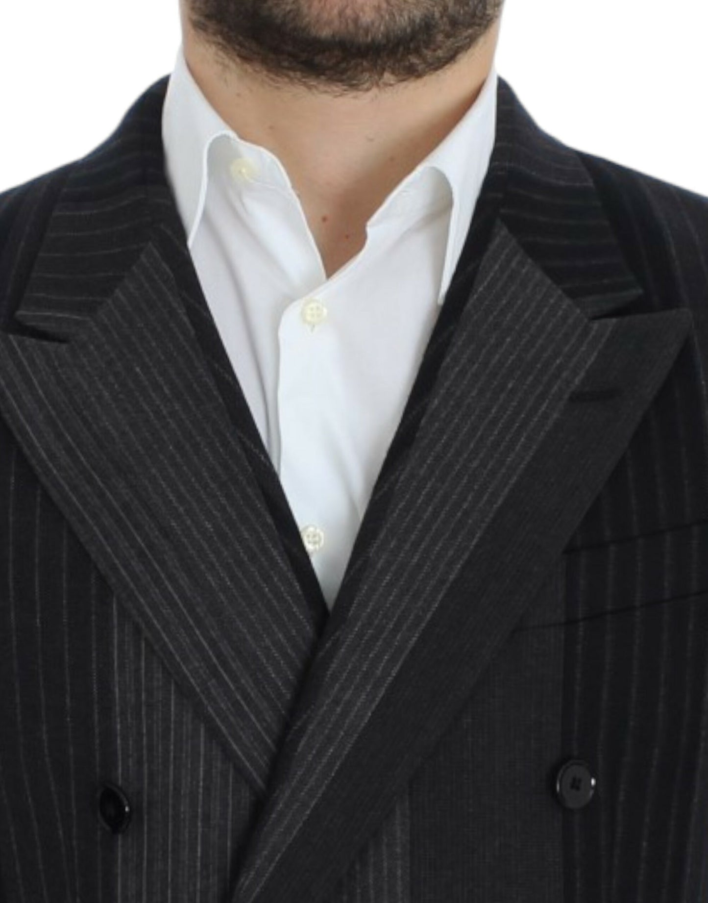 Dolce & Gabbana Elegant Gray Striped Wool Slim Blazer IT48 / M