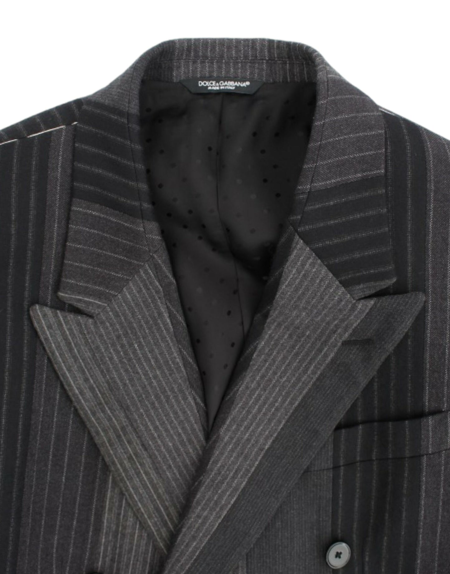 Dolce & Gabbana Elegant Gray Striped Wool Slim Blazer IT48 / M