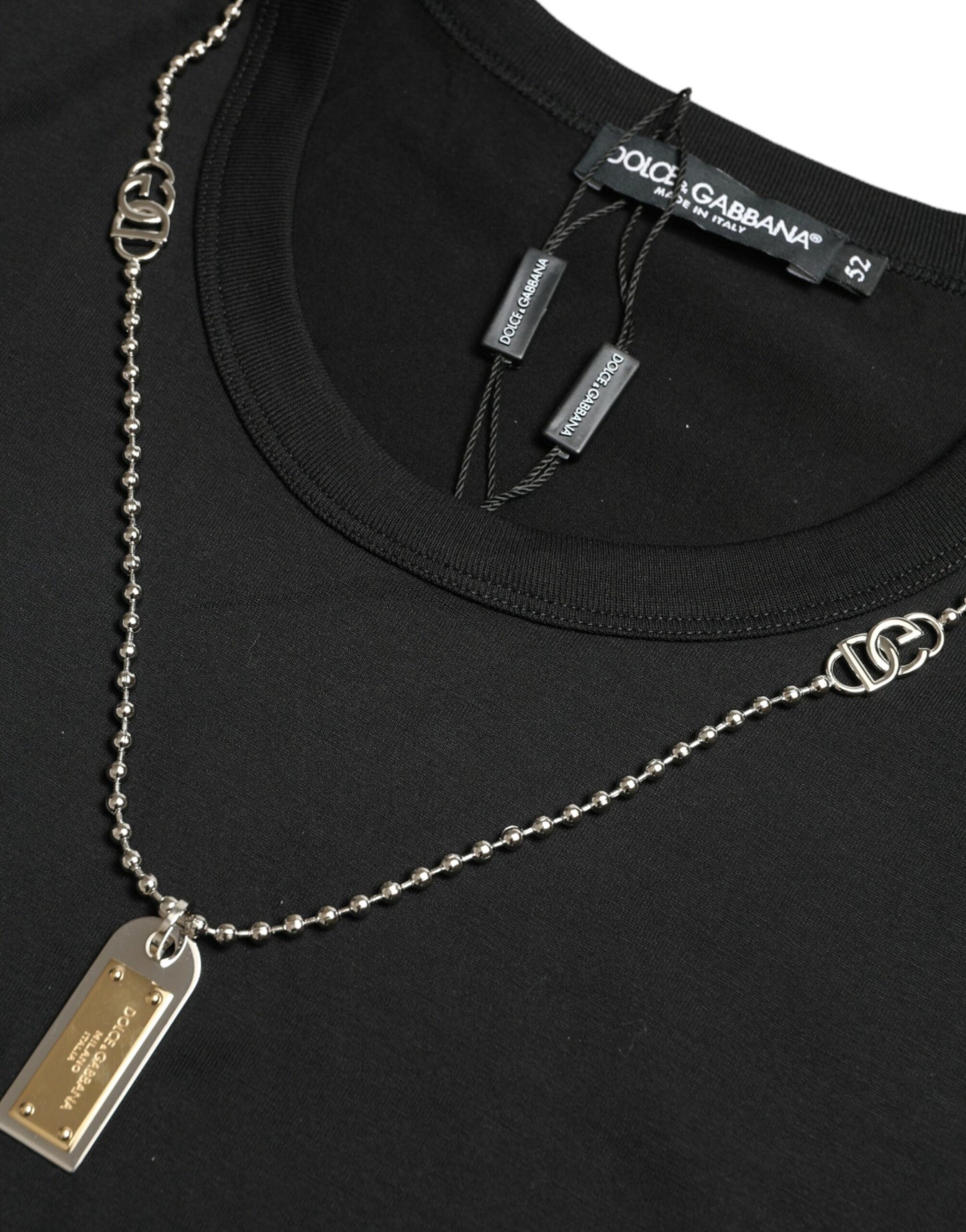 Dolce & Gabbana Sleek Cotton Round Neck T-Shirt with Chain Detail IT52 / L