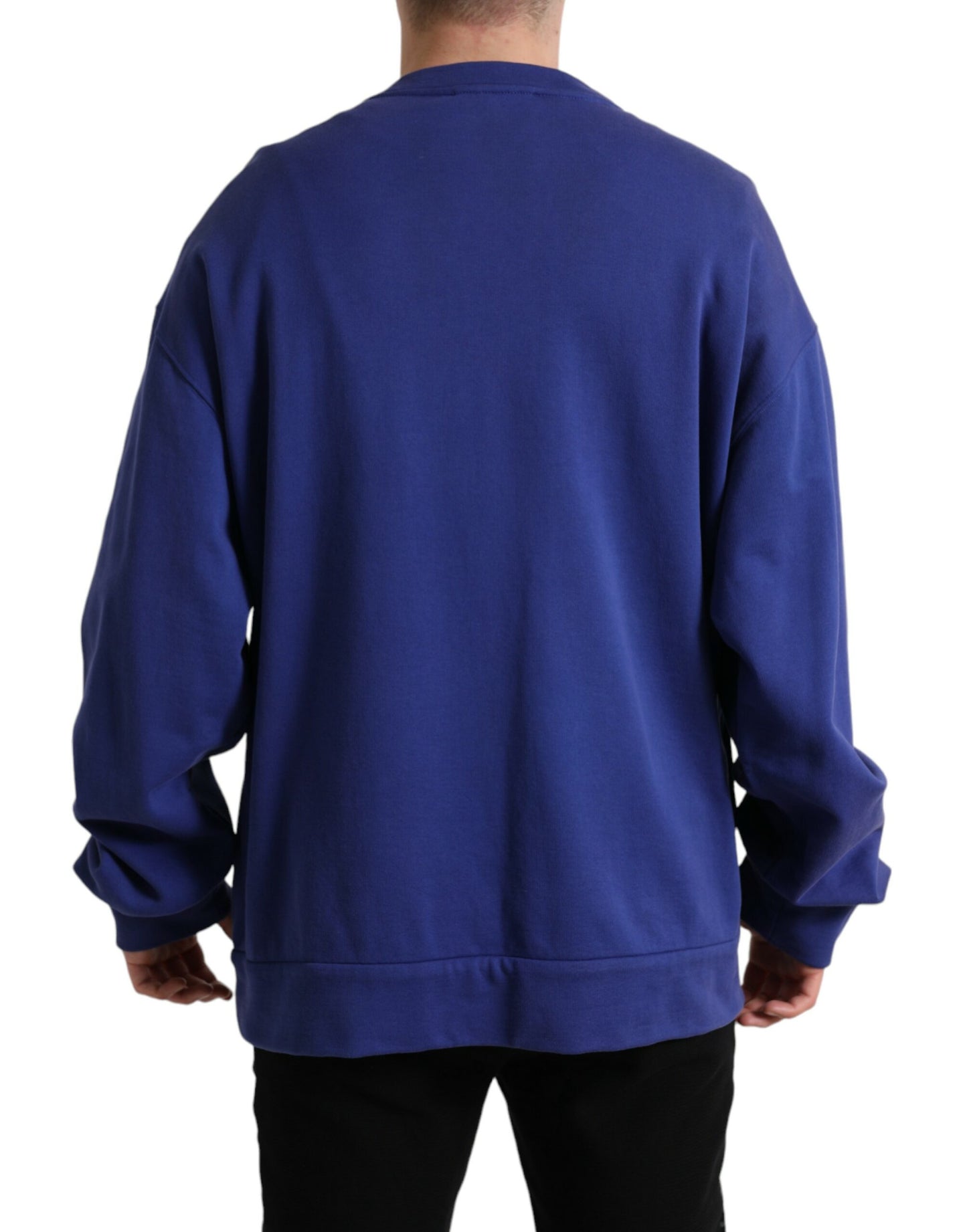 Dolce & Gabbana Royal Blue Cotton Crewneck Sweater IT56 / XXL