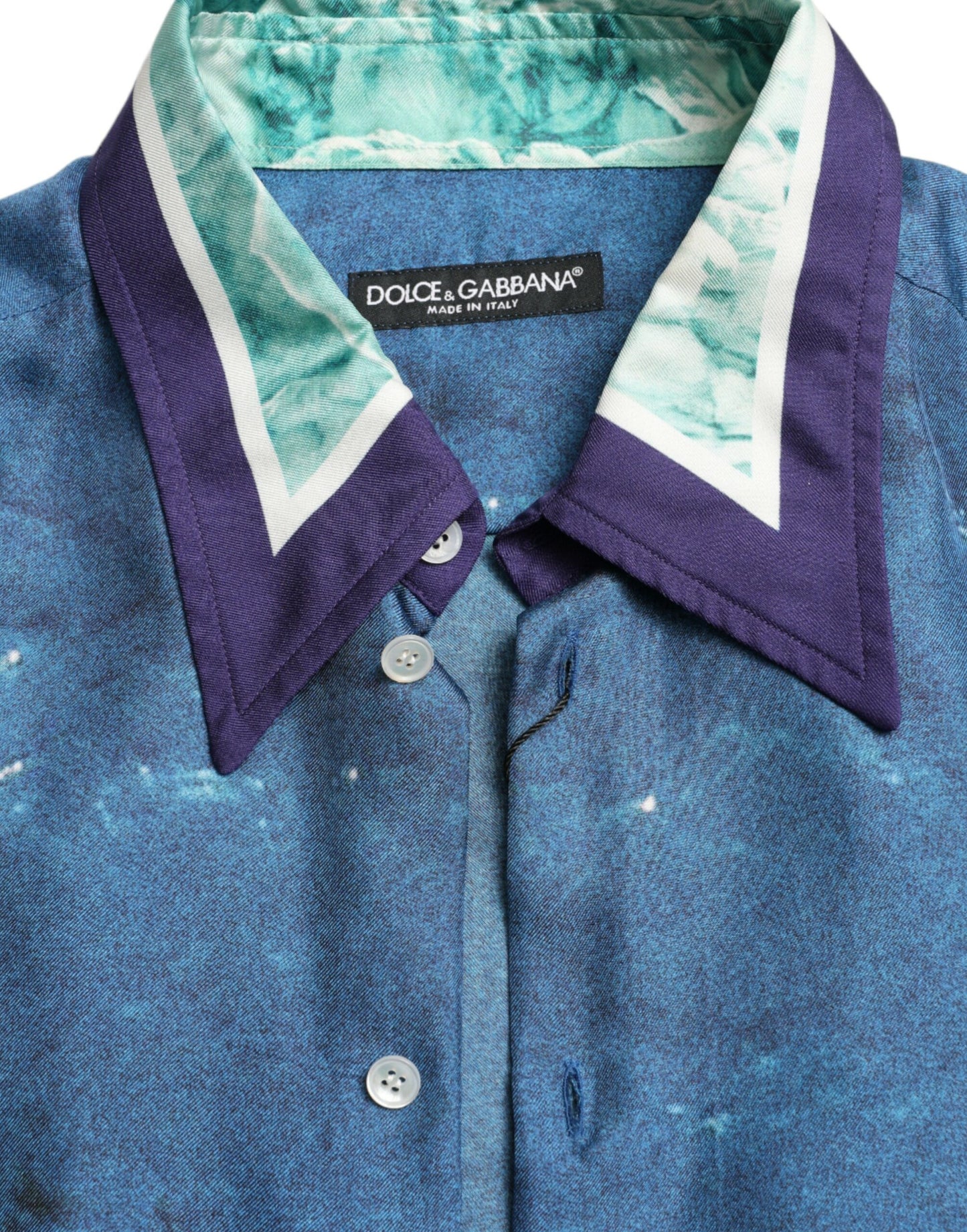 Dolce & Gabbana Elegant Ocean Print Silk Shirt IT42 / XL