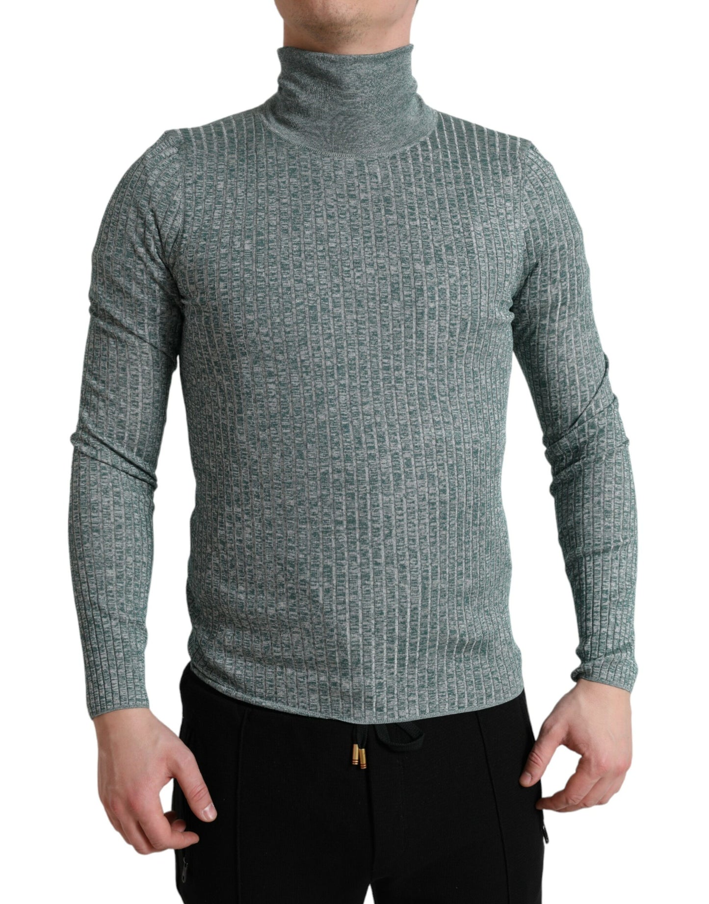 Dolce & Gabbana Elegant Green Turtleneck Pullover Sweater IT48 / M