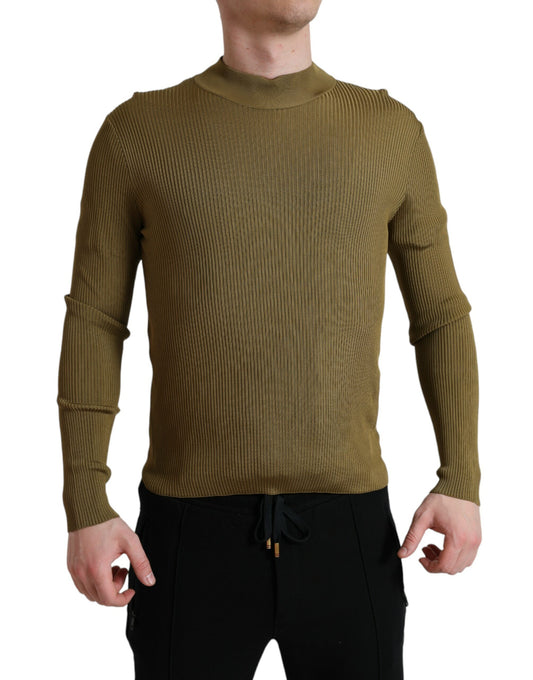 Dolce & Gabbana Army Green Viscose Crew Neck Sweater IT48 / M