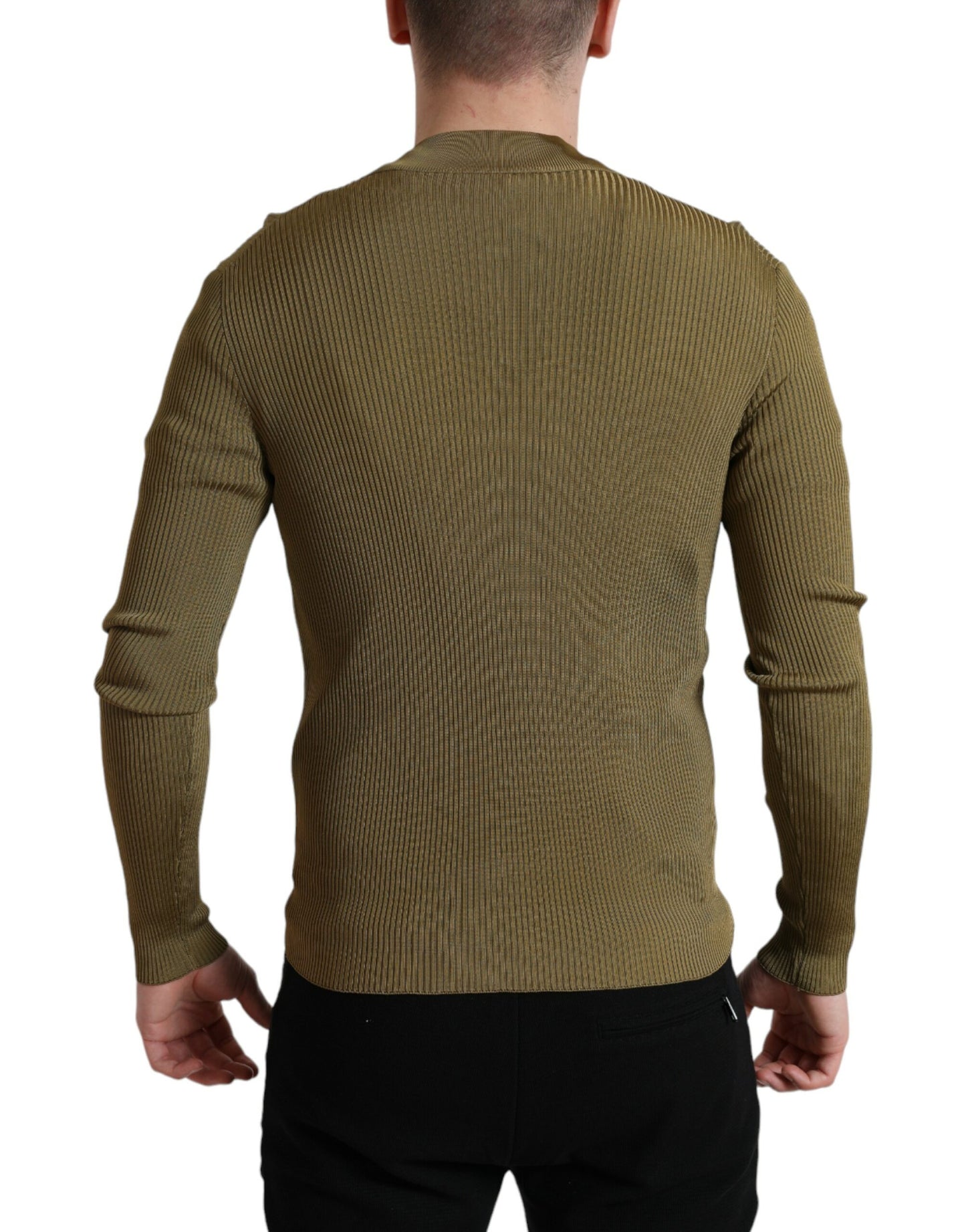 Dolce & Gabbana Army Green Viscose Crew Neck Sweater IT48 / M