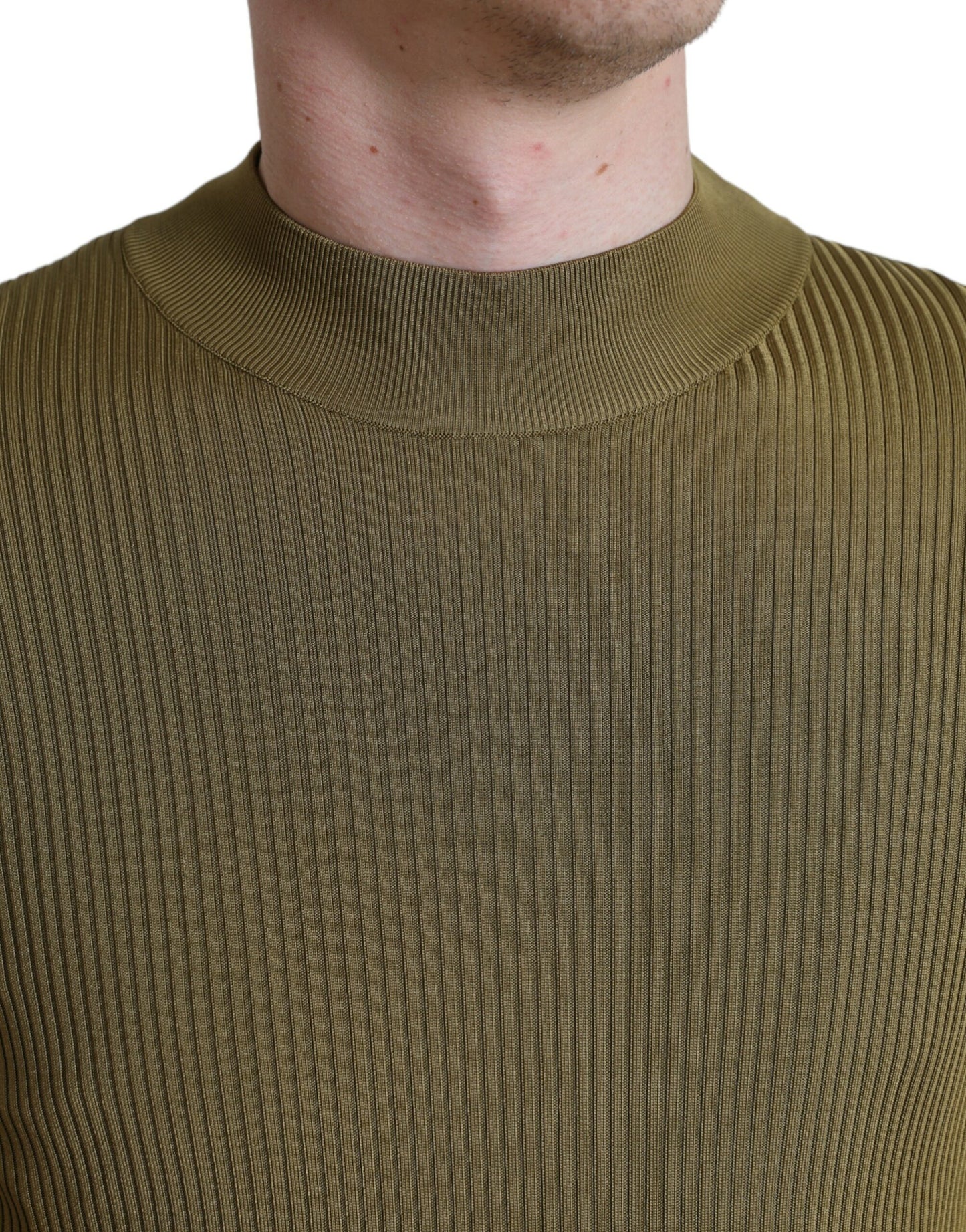 Dolce & Gabbana Army Green Viscose Crew Neck Sweater IT48 / M