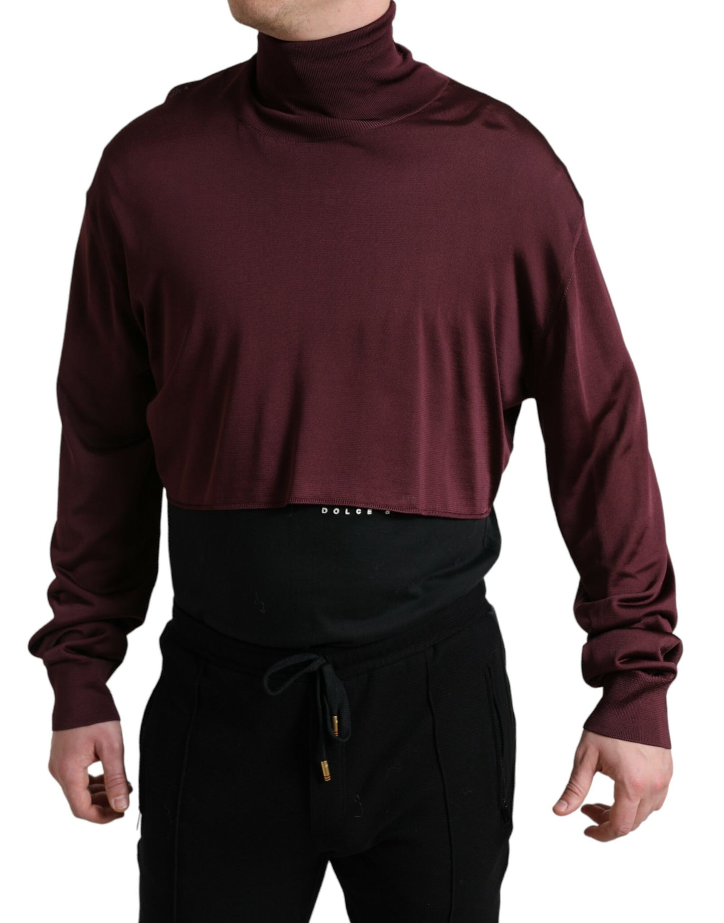 Dolce & Gabbana Maroon Turtleneck Viscose Sweater IT48 / M