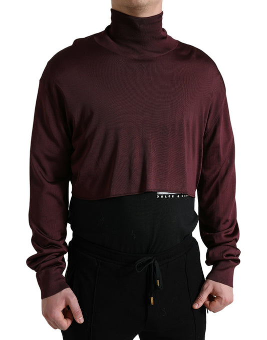 Dolce & Gabbana Maroon Turtleneck Viscose Sweater IT48 / M