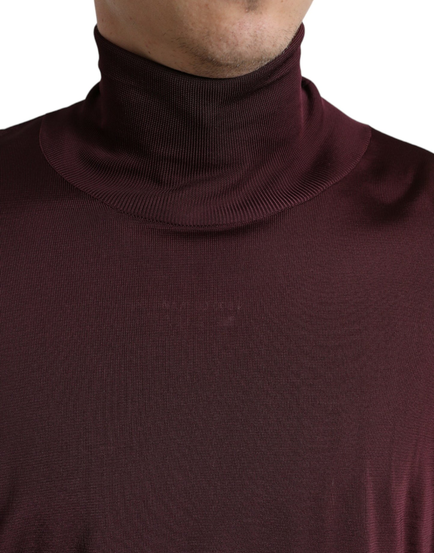 Dolce & Gabbana Maroon Turtleneck Viscose Sweater IT48 / M