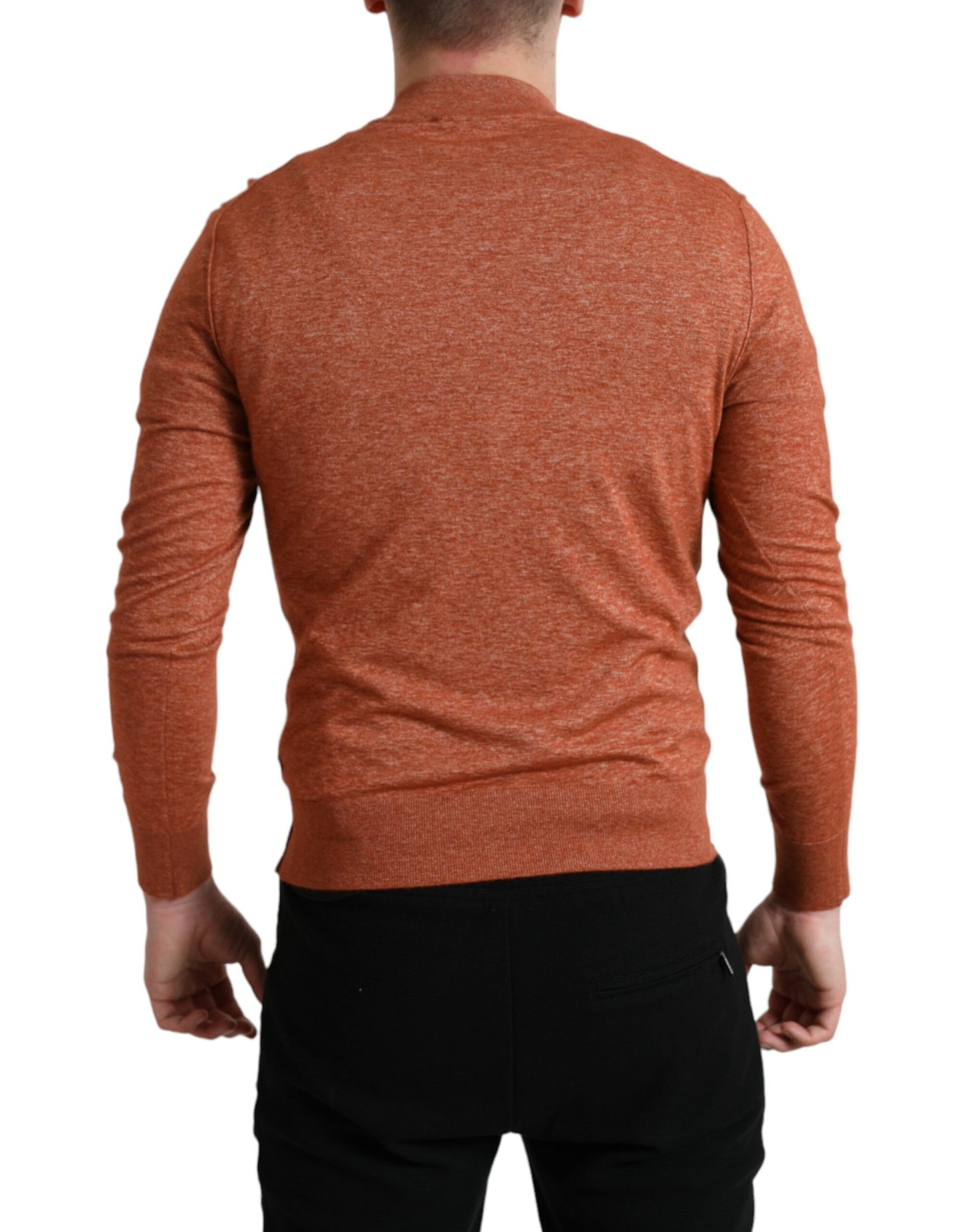 Dolce & Gabbana Silk-Cashmere Orange Crew Neck Sweater IT48 / M