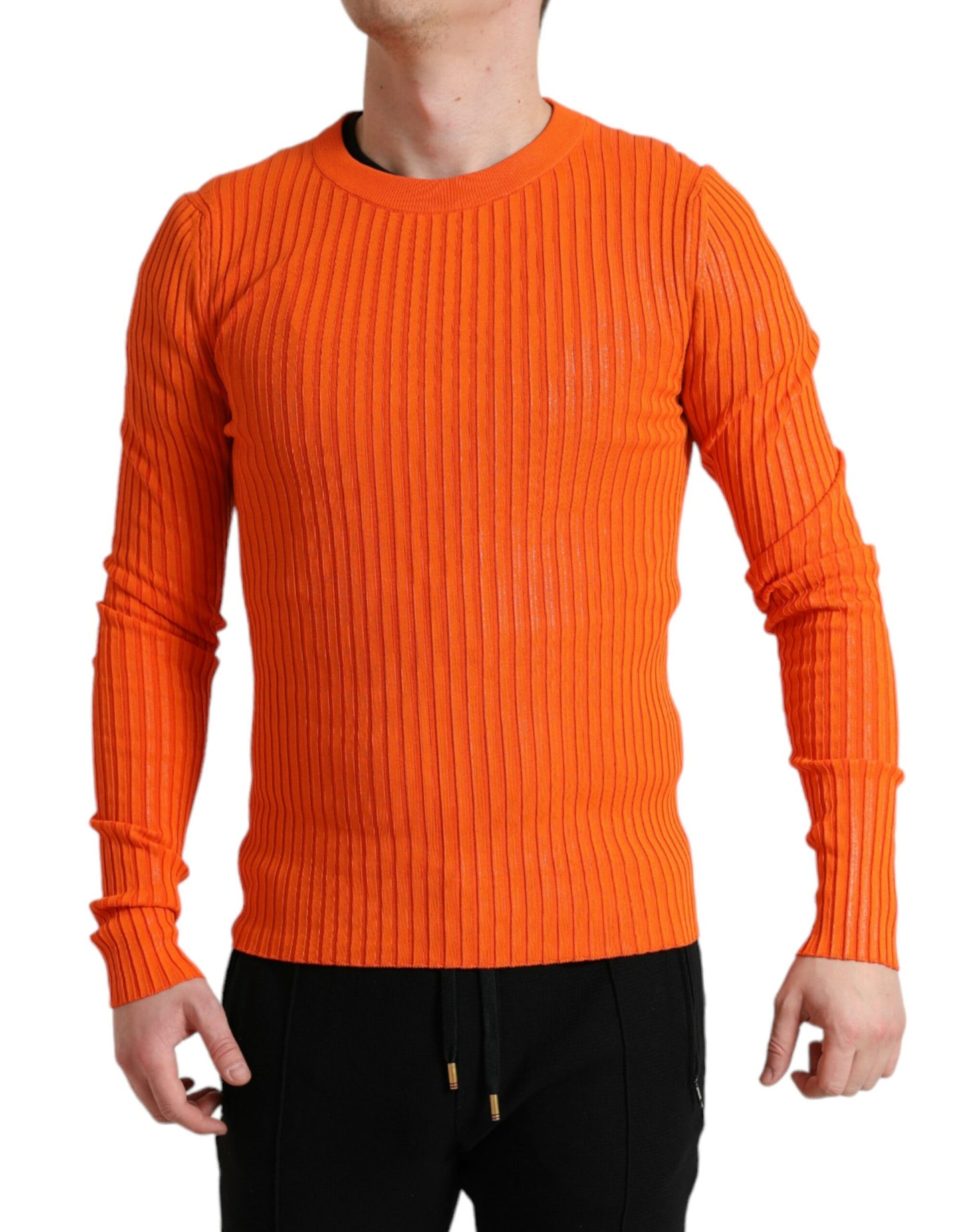 Dolce & Gabbana Sleek Sunset Orange Knitted Pullover Sweater IT48 / M