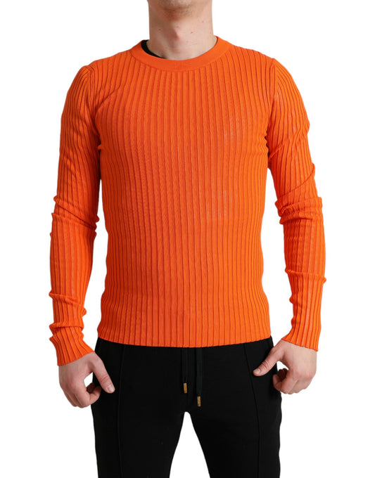 Dolce & Gabbana Sleek Sunset Orange Knitted Pullover Sweater IT48 / M