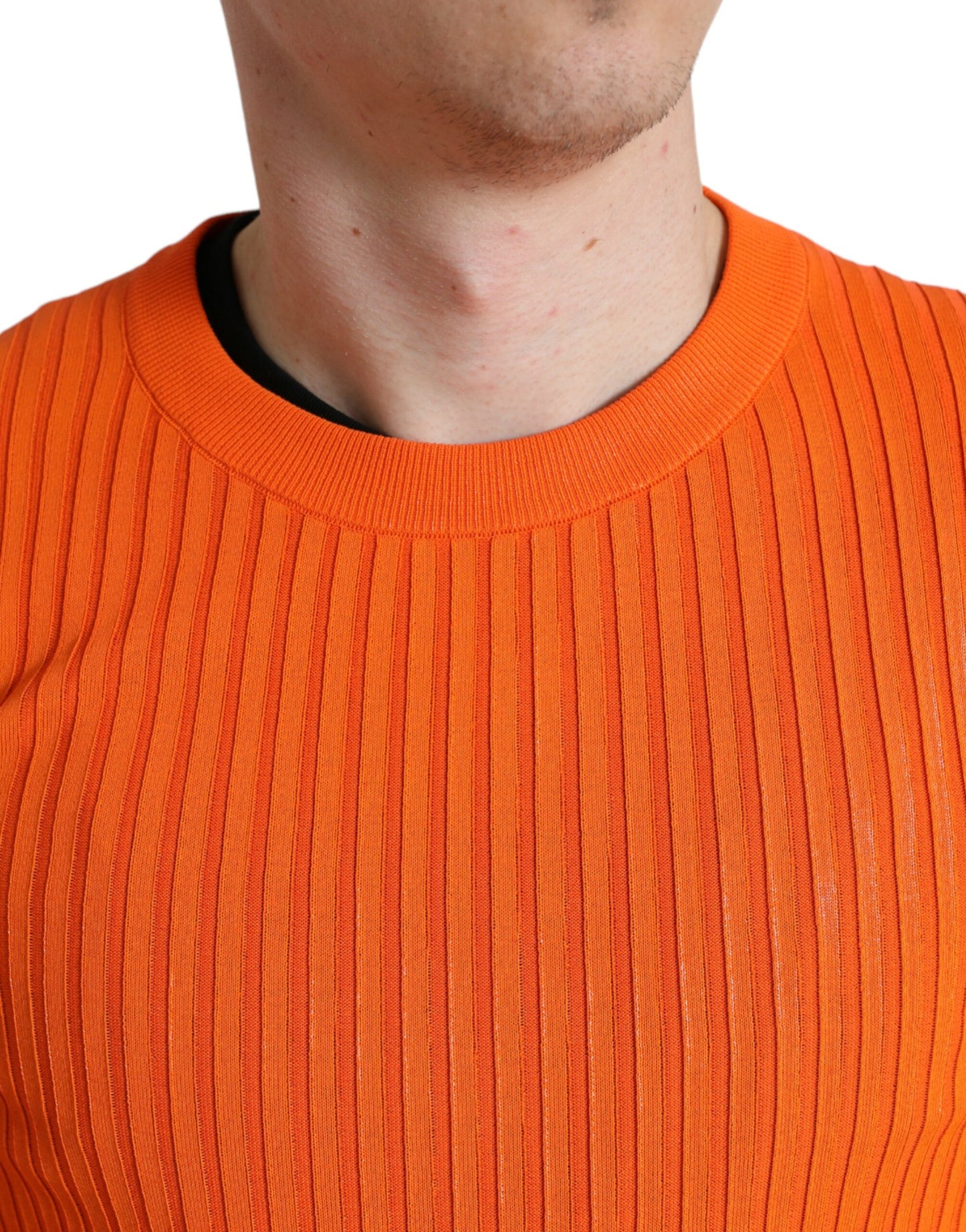 Dolce & Gabbana Sleek Sunset Orange Knitted Pullover Sweater IT48 / M