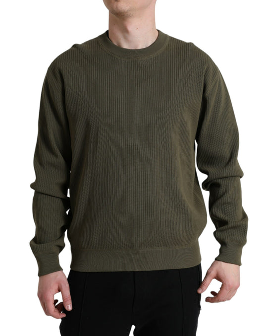 Dolce & Gabbana Elegant Green Crew Neck Cotton Sweater IT48 / M