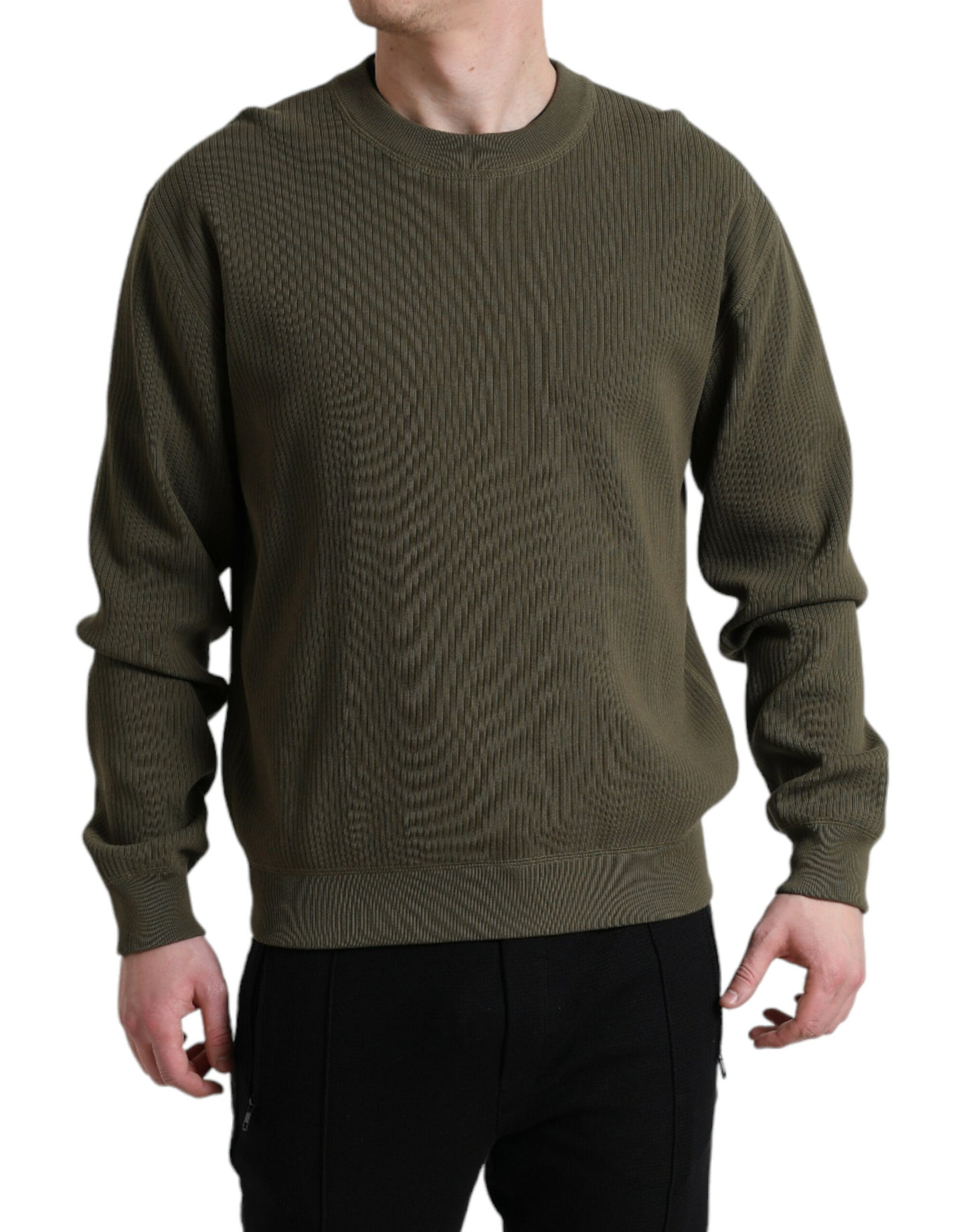 Dolce & Gabbana Elegant Green Crew Neck Cotton Sweater IT48 / M