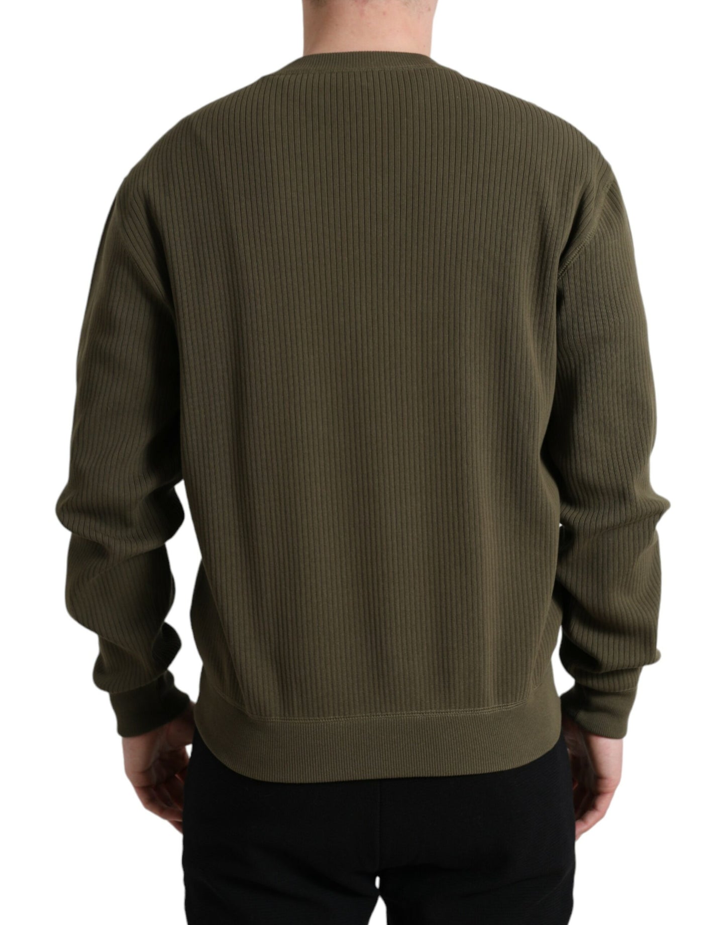 Dolce & Gabbana Elegant Green Crew Neck Cotton Sweater IT48 / M