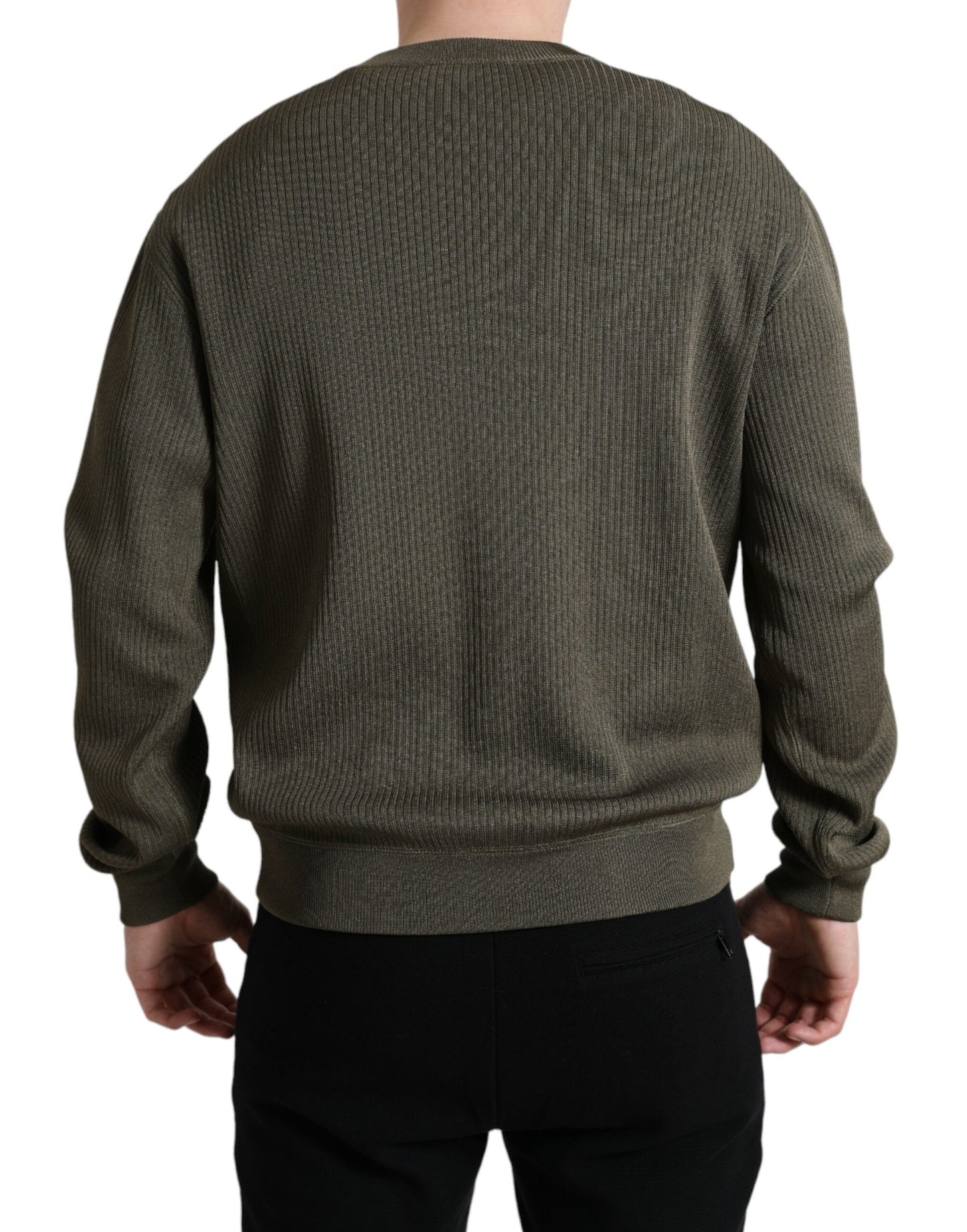 Dolce & Gabbana Elegant Green Crew Neck Sweater IT48 / M