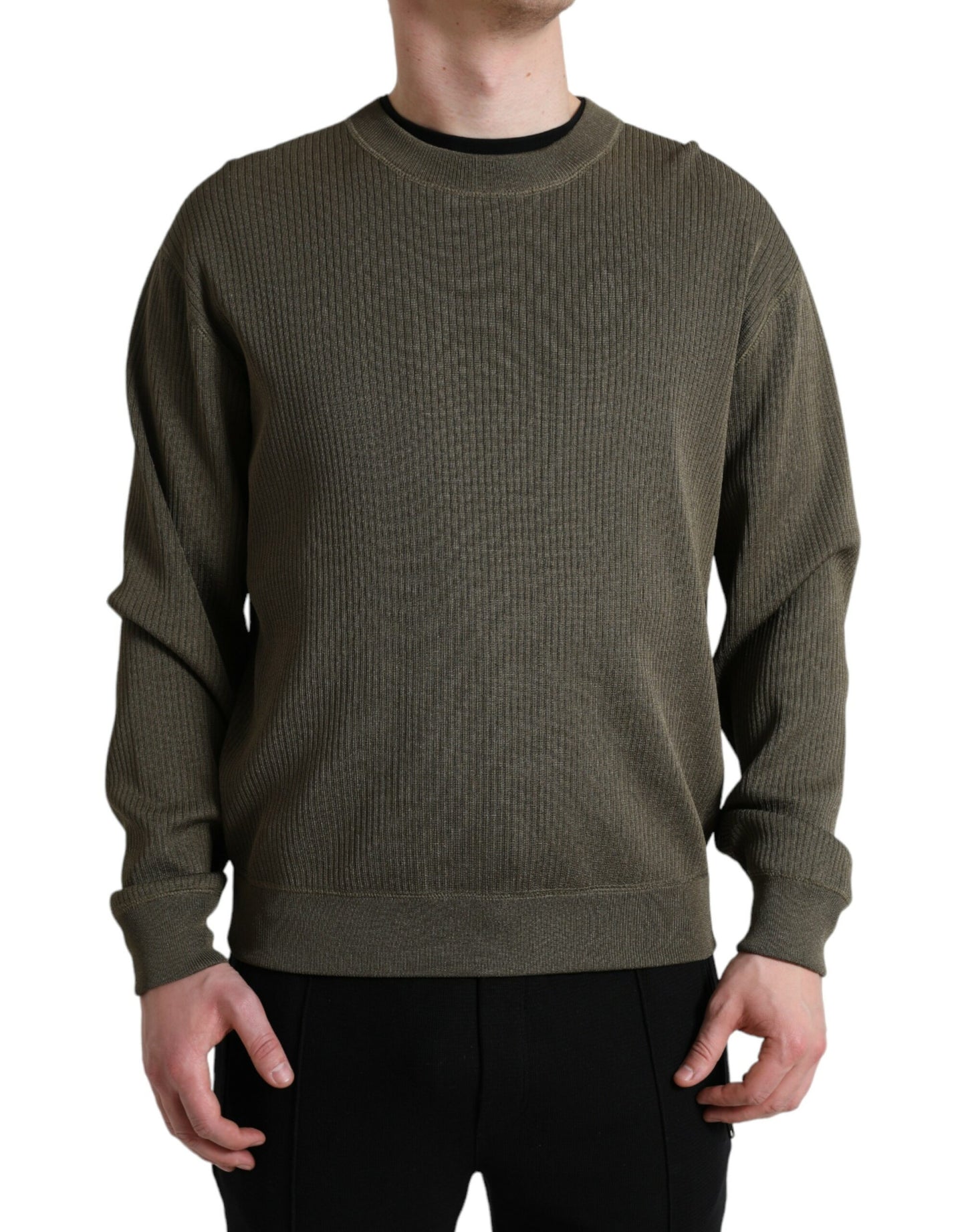 Dolce & Gabbana Elegant Green Crew Neck Sweater IT48 / M