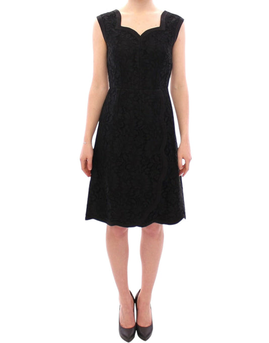 Dolce & Gabbana Elegant Black Floral Lace Dress IT40 | S