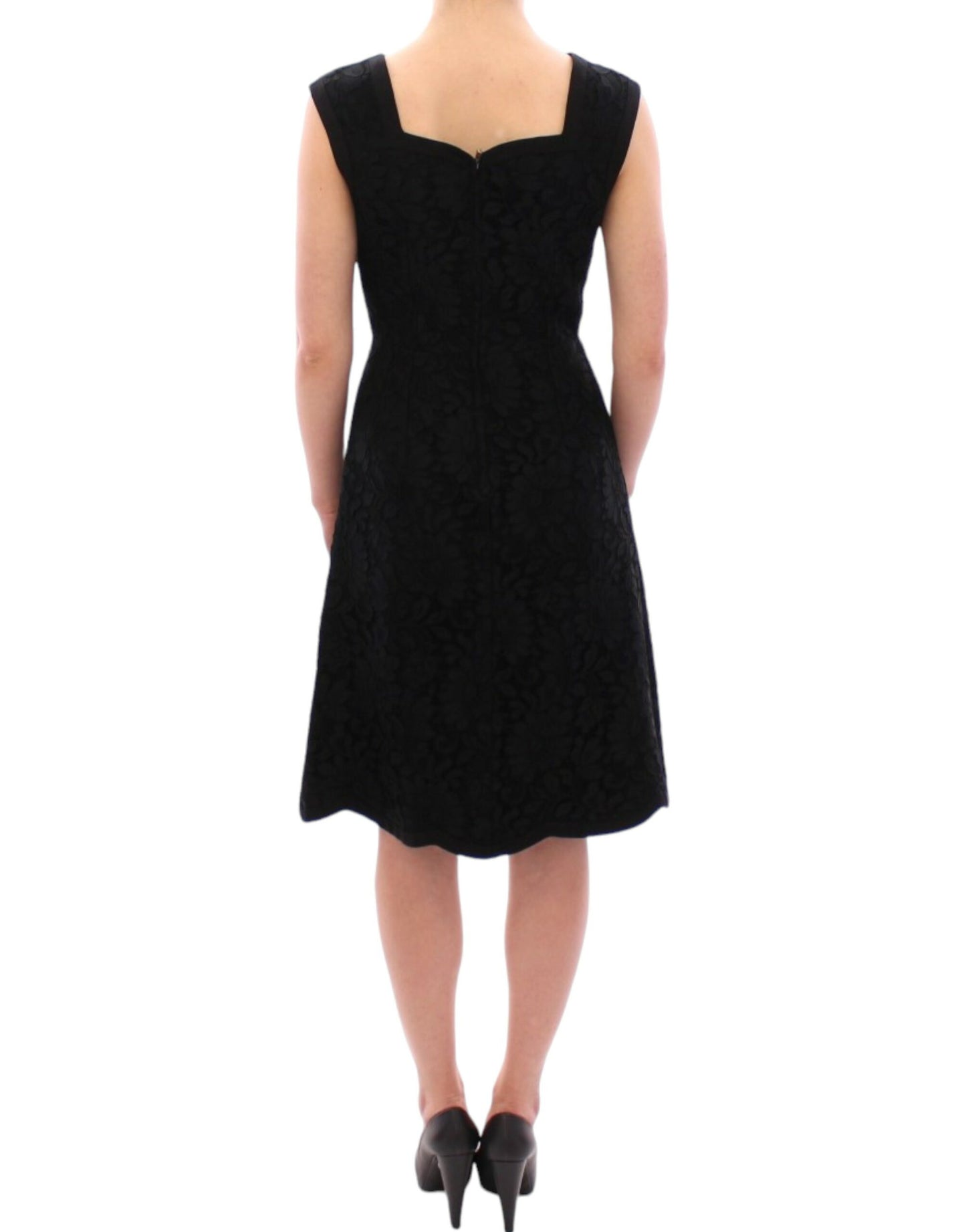 Dolce & Gabbana Elegant Black Floral Lace Dress IT40 | S