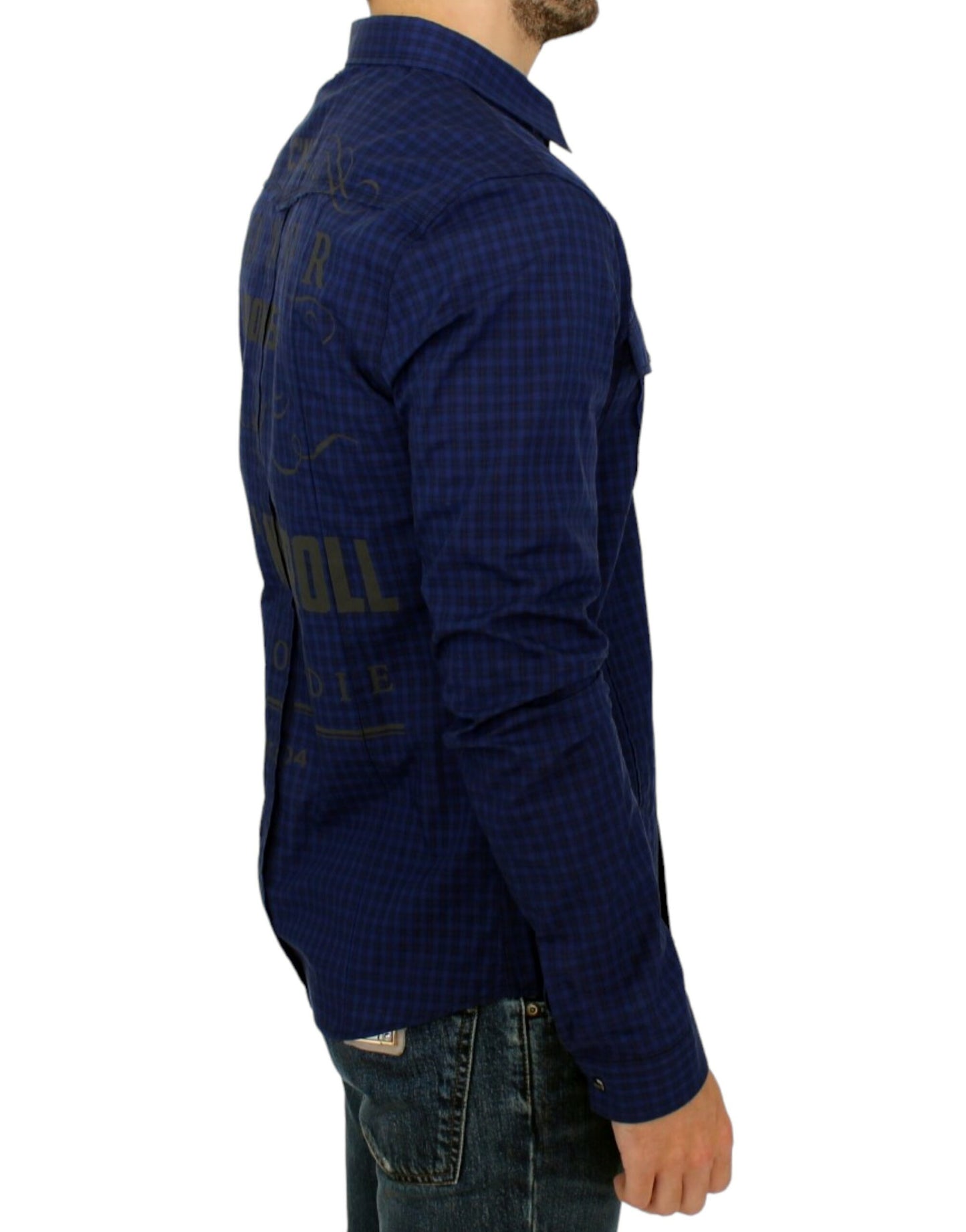 Costume National Chic Blue Checkered Casual Cotton Shirt IT48 | M