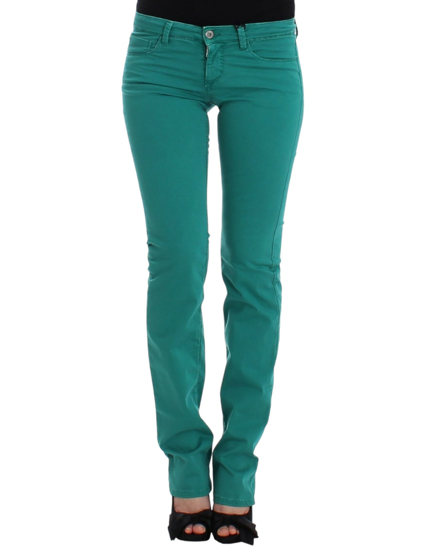 Costume National Chic Green Straight Leg Jeans for Sophisticated Style W26