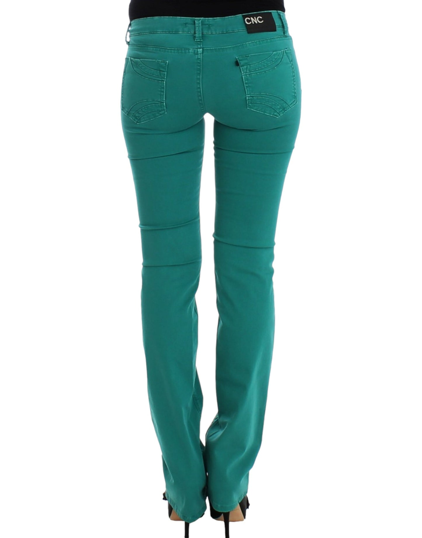 Costume National Chic Green Straight Leg Jeans for Sophisticated Style W26