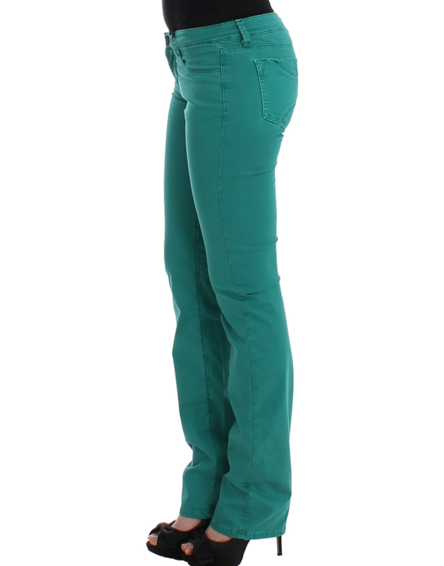 Costume National Chic Green Straight Leg Jeans for Sophisticated Style W26