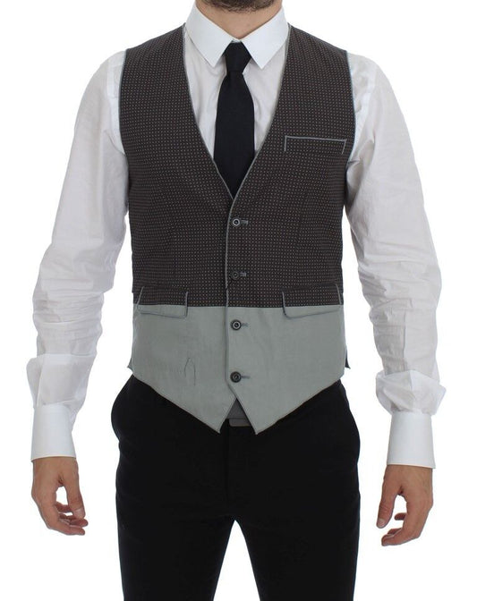 Dolce & Gabbana Elegant Gray Cotton Dress Vest IT46 / S