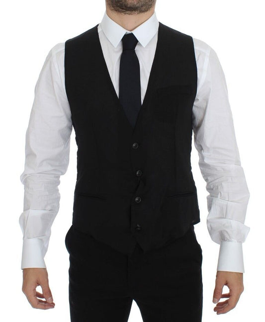 Dolce & Gabbana Elegant Black Wool Dress Vest IT46 / S