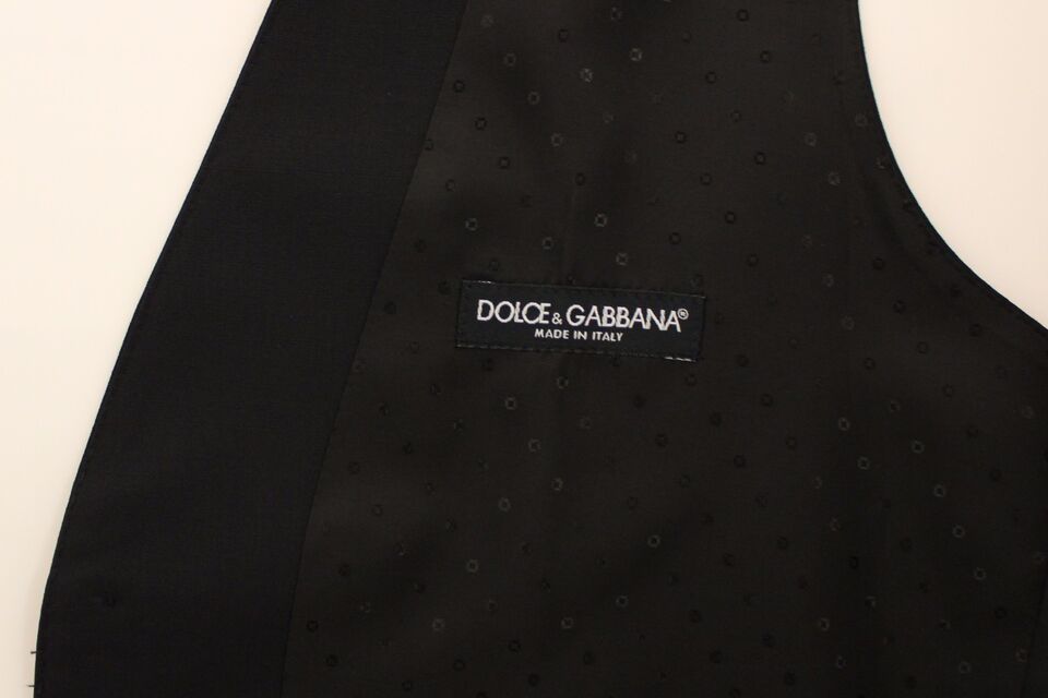 Dolce & Gabbana Elegant Silk-Wool Black Dress Vest IT44 / XS