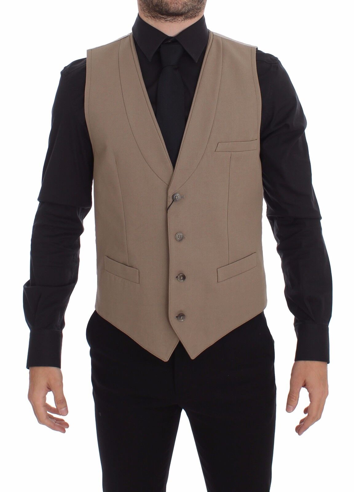 Dolce & Gabbana Elegant Beige Cotton Dress Vest – Slim Fit 48 / M