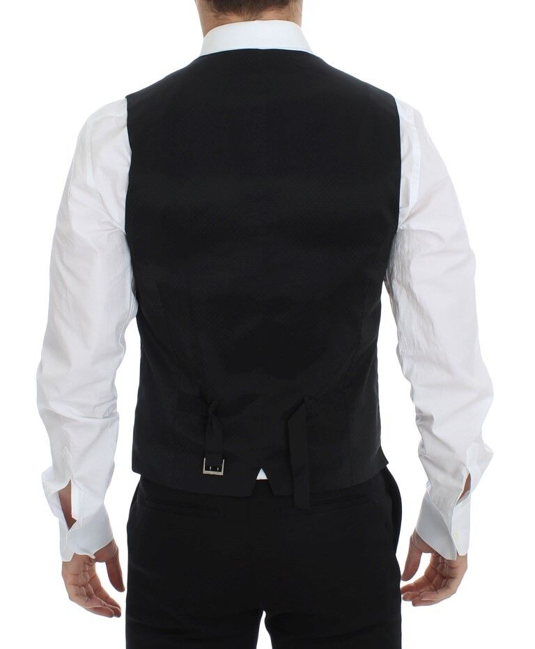 Dolce & Gabbana Elegant Black Wool Silk Dress Vest IT48 / M