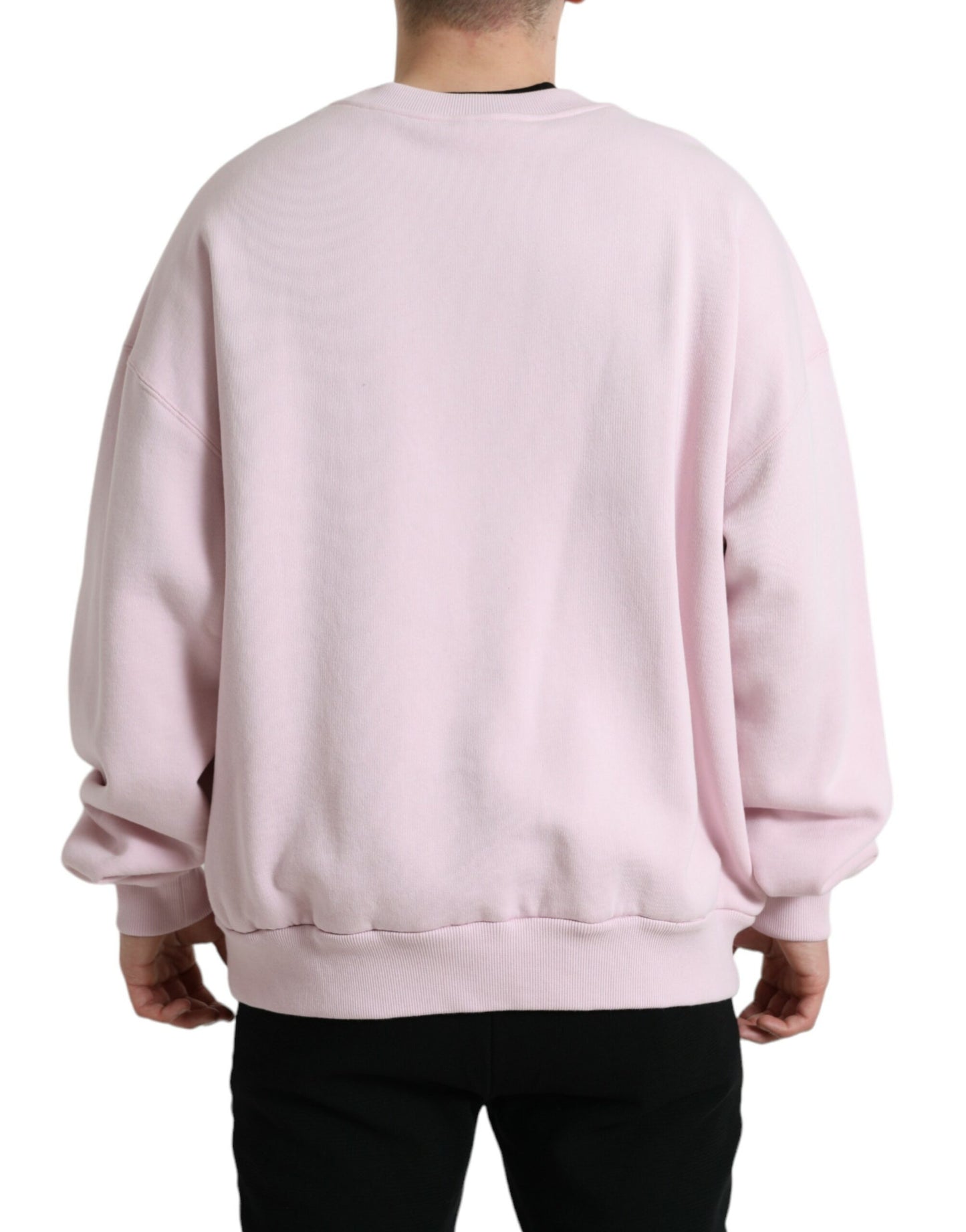 Dolce & Gabbana Elegant Pink Crew Neck Logo Sweater IT52 / XL