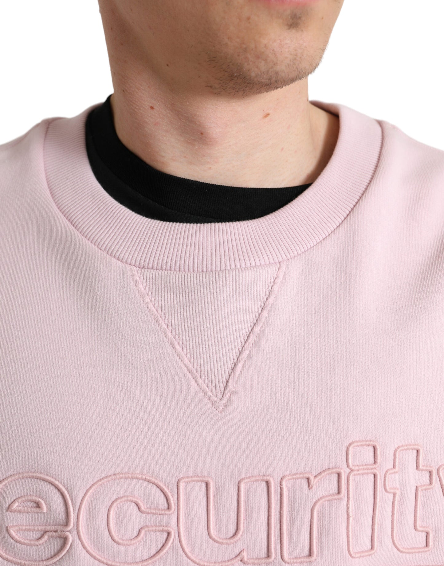 Dolce & Gabbana Elegant Pink Crew Neck Logo Sweater IT52 / XL