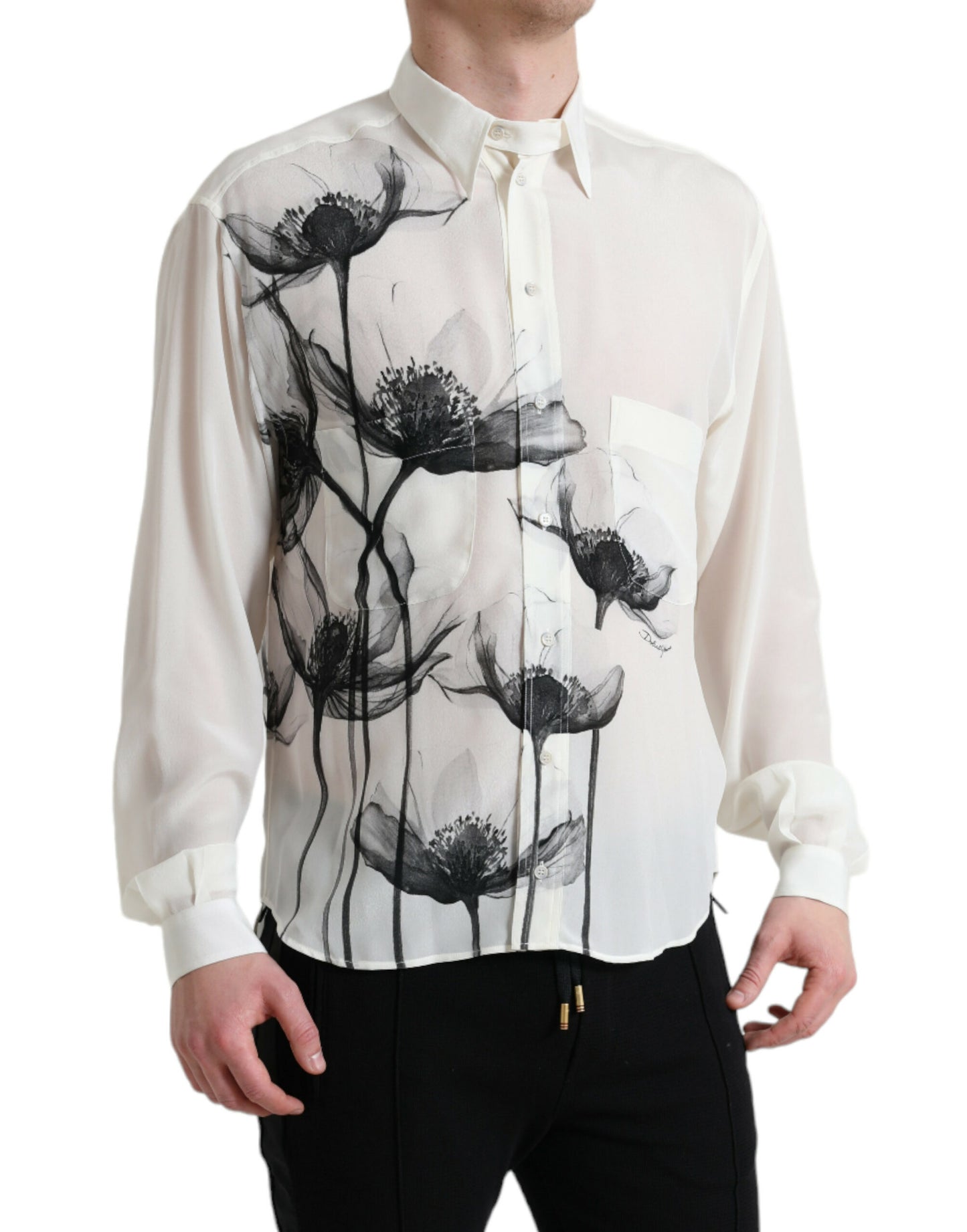 Dolce & Gabbana Elegant Floral Silk Dress Shirt IT40 / M