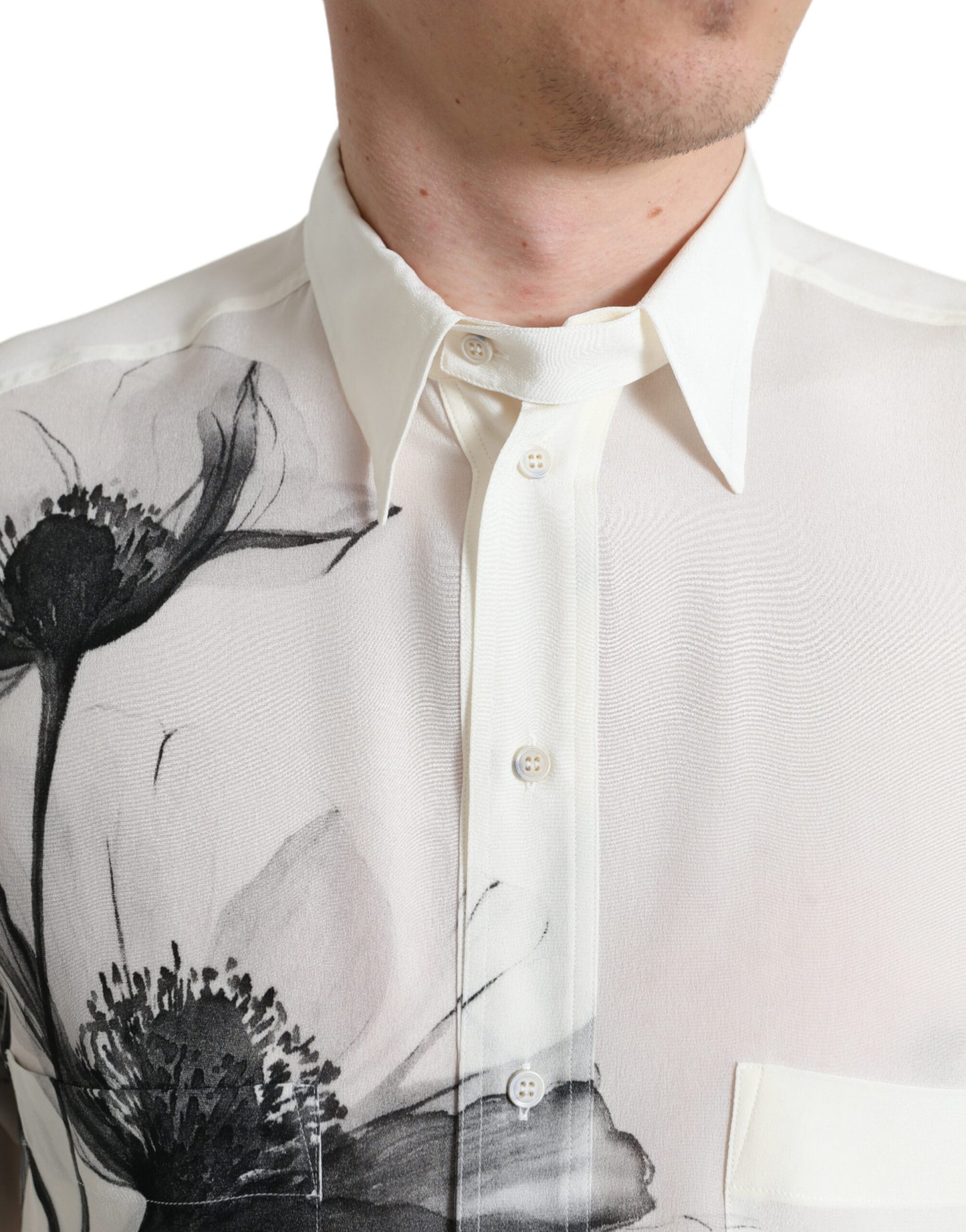 Dolce & Gabbana Elegant Floral Silk Dress Shirt IT40 / M