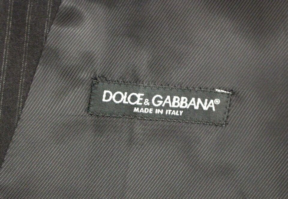 Dolce & Gabbana Elegant Black Striped Wool Dress Vest IT48 / M