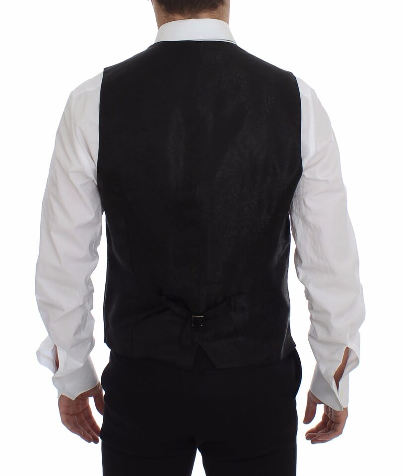 Dolce & Gabbana Elegant Black Striped Single Breasted Dress Vest IT48 / M