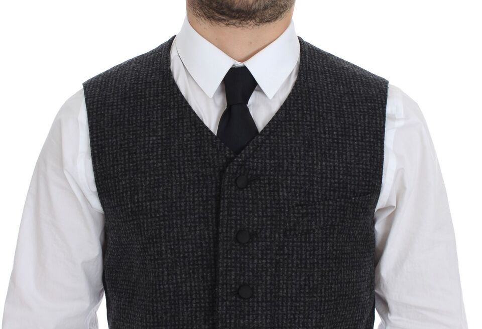 Dolce & Gabbana Elegant Gray Wool Blend Dress Vest IT48 / M