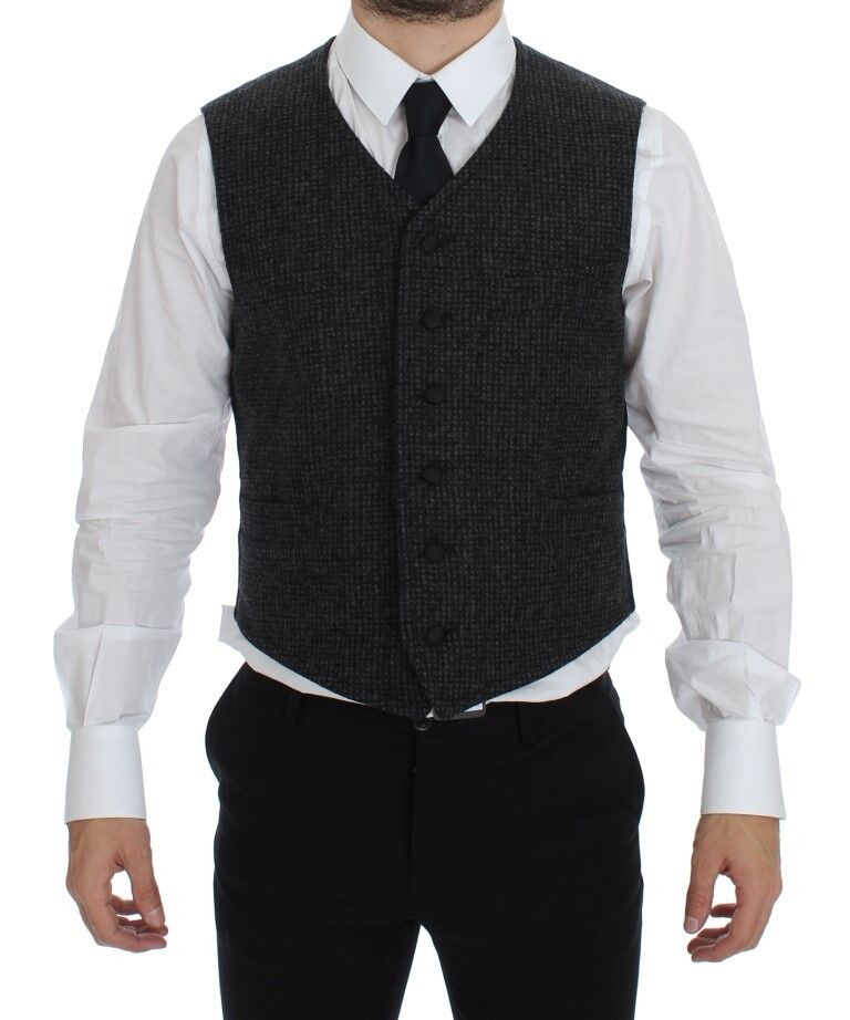 Dolce & Gabbana Elegant Gray Wool Blend Dress Vest IT48 / M