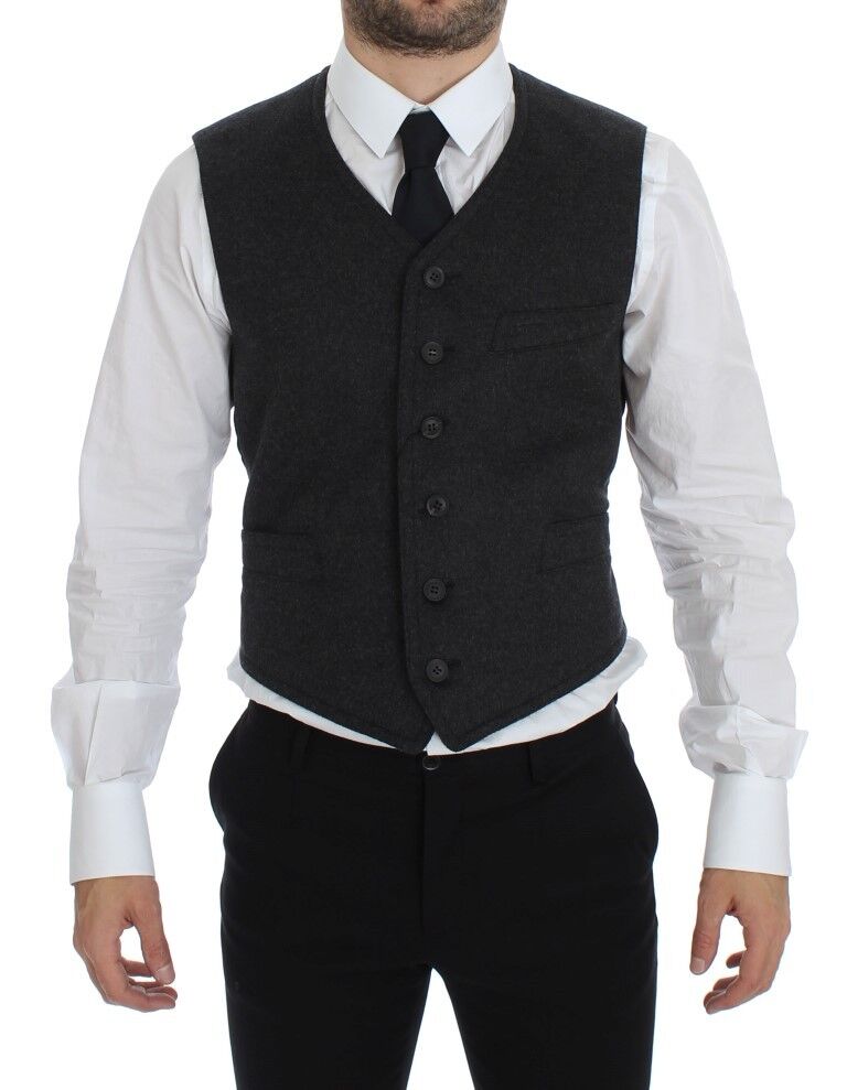 Dolce & Gabbana Elegant Gray Wool Blend Dress Vest IT48 / M