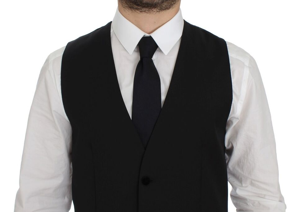 Dolce & Gabbana Elegant Black Wool Formal Dress Vest IT48 / M