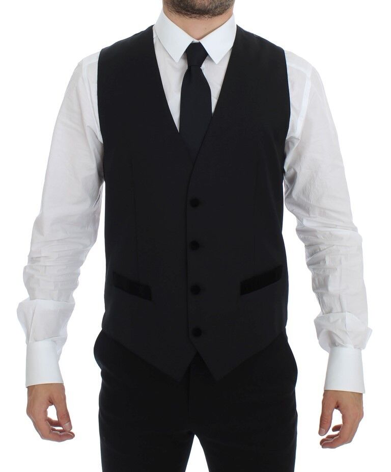 Dolce & Gabbana Elegant Black Wool Formal Dress Vest IT48 / M