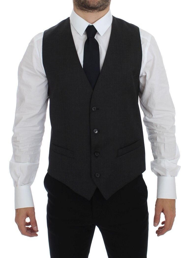 Dolce & Gabbana Elegant Gray Wool Formal Dress Vest IT48 / M