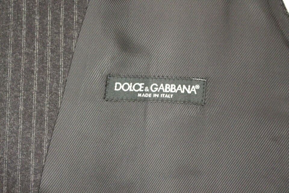 Dolce & Gabbana Elegant Gray Striped Wool Dress Vest IT48 / M