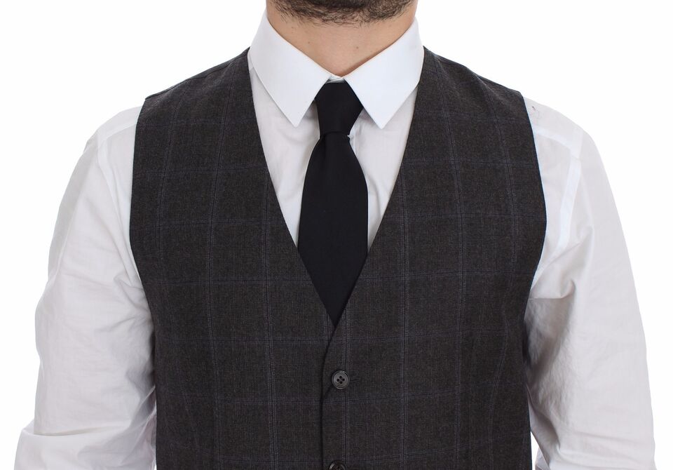 Dolce & Gabbana Elegant Checkered Wool Dress Vest IT48 / M