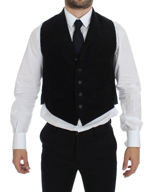 Dolce & Gabbana Elegant Black Manchester Dress Vest IT48 / M