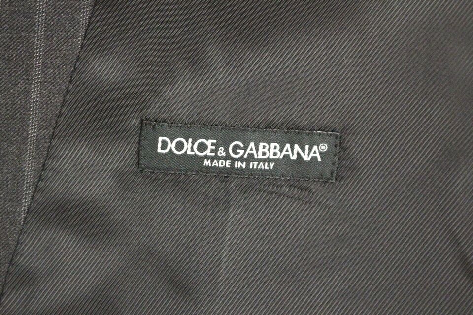 Dolce & Gabbana Elegant Gray Striped Wool Dress Vest IT48 / M