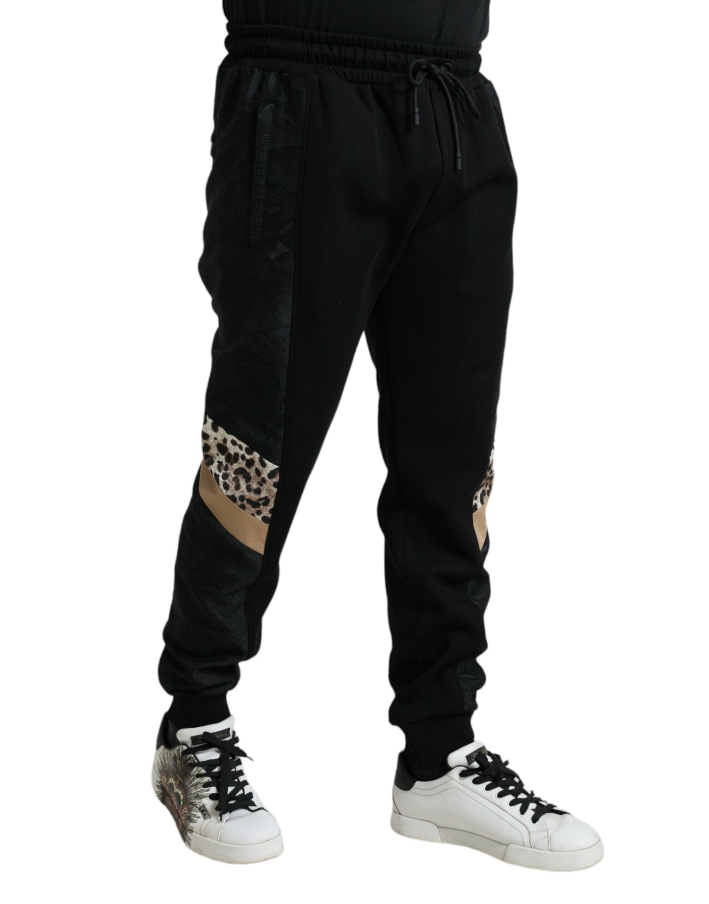 Dolce & Gabbana Elegant Black Leopard Jogger Pants IT54 / XL