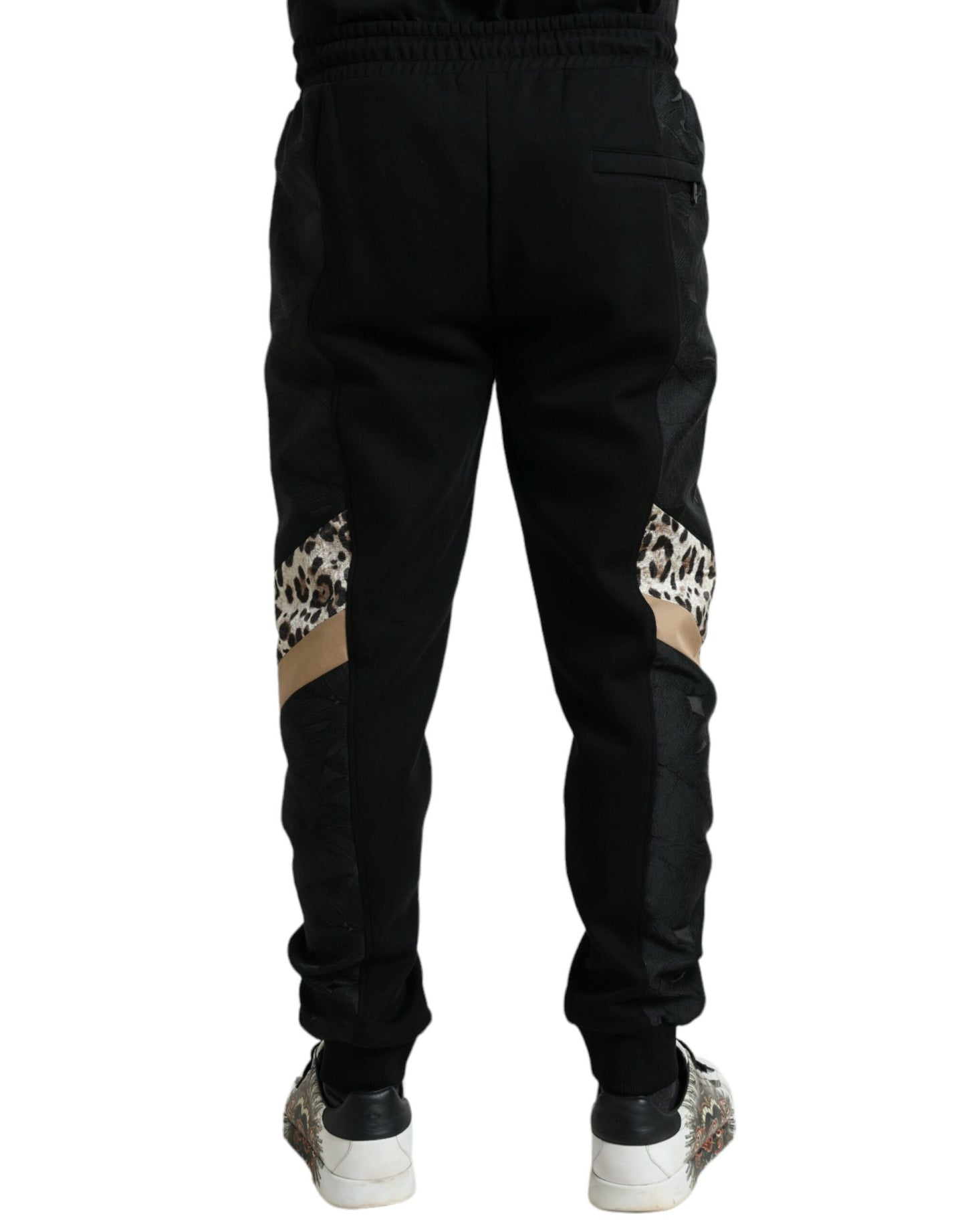 Dolce & Gabbana Elegant Black Leopard Jogger Pants IT54 / XL